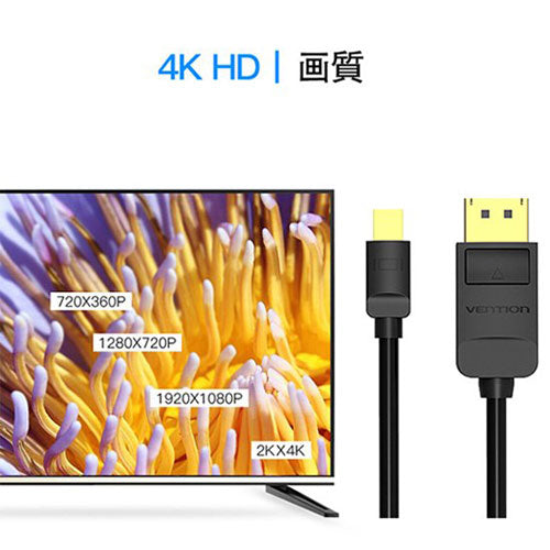 【5個セット】 VENTION Mini DP to DPケーブル 4K対応 1.5m Black HA-3141X5