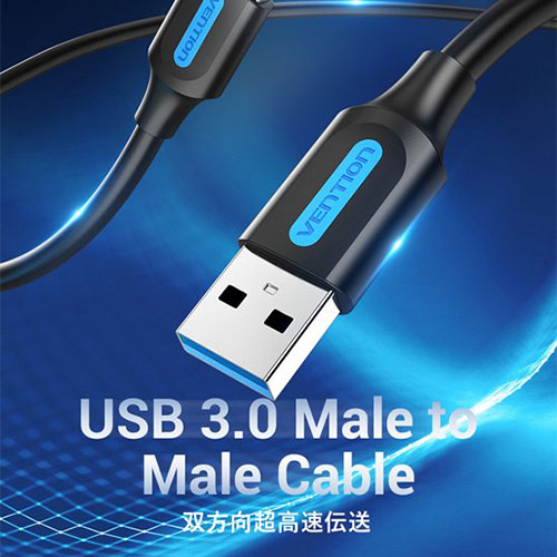 【10個セット】 VENTION USB 3.0 A Male to A Male ケーブル 0.5m Black PVC Type CO-7378X10