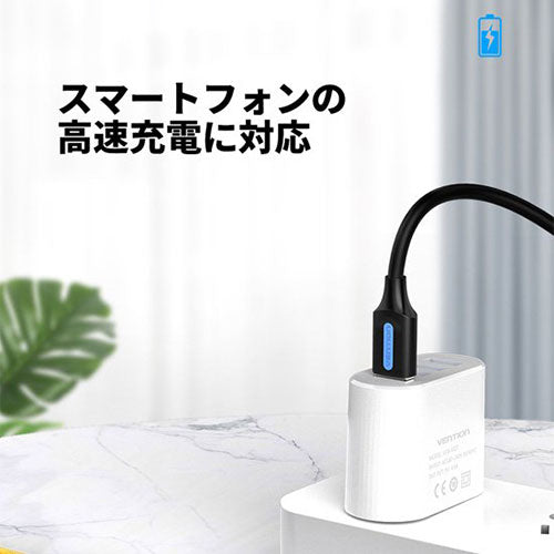 【10個セット】 VENTION USB 2.0 A Male to USB-C Maleケーブル 0.25m Black PVC Type CO-6254X10