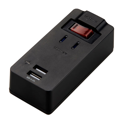 5個セット YAZAWA ブレーカースイッチ付1AC2USB2.4Aブラック H6BKS3102UBKX5