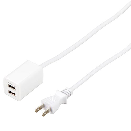 5個セット YAZAWA USBタップ2ポート2.4A2mホワイト H72022UWHX5