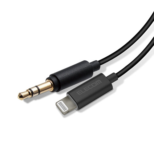 5個セット エレコム AUXケーブル Lightning-φ3.5オス スリムデザイン 0.5m ブラック AX-L35D05BKX5