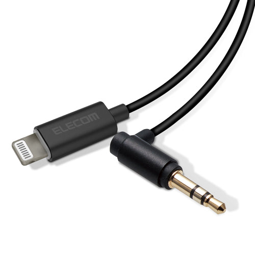 5個セット エレコム AUXケーブル Lightning-φ3.5オス(L字) スリムデザイン 1.0m ブラック AX-L35DL10BKX5