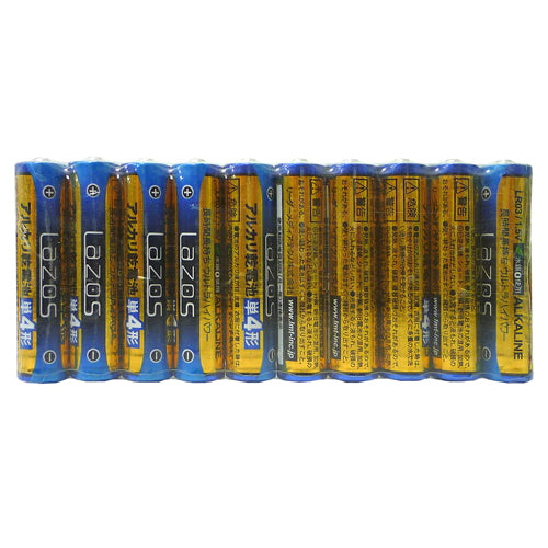 960本セット(60本X16箱) Lazos アルカリ乾電池 単4形 B-LA-T4X10X16