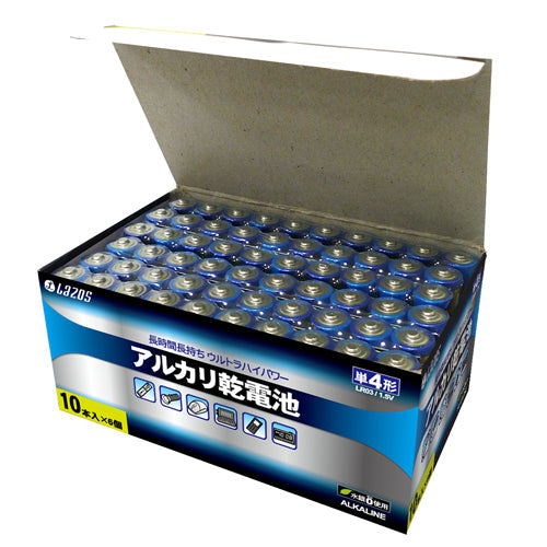 960本セット(60本X16箱) Lazos アルカリ乾電池 単4形 B-LA-T4X10X16