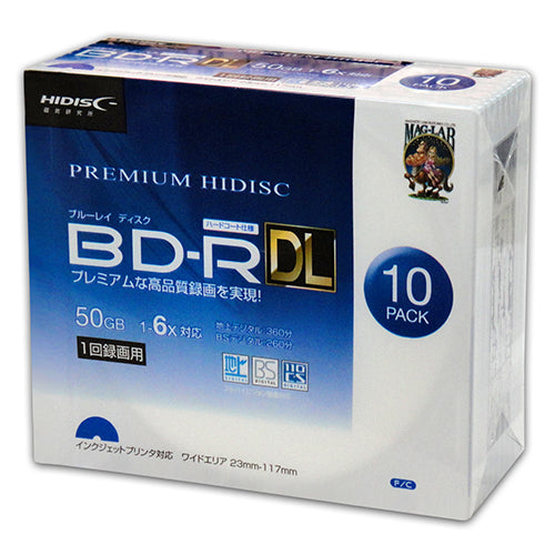 10個セット PREMIUM HIDISC BD-R DL 1回録画 6倍速 50GB 10枚 スリムケース HDVBR50RP10SCX10