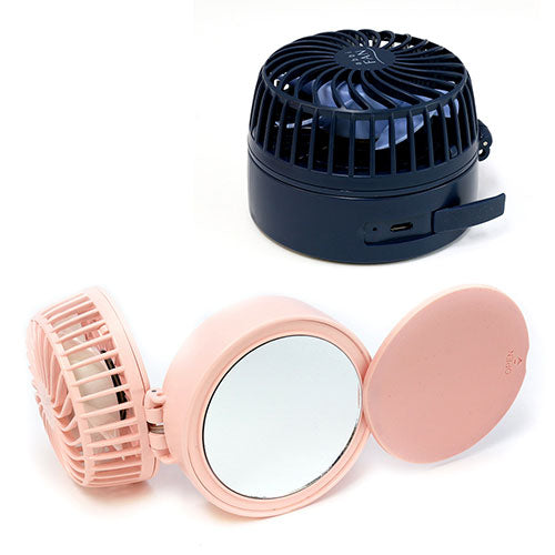 abbi アビィ AbbiFanMirror ハンズフリーポータブル扇風機ミラー付き ホワイト AB18640