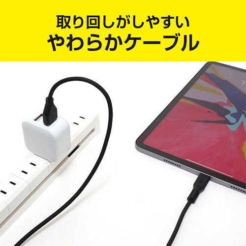 ミヨシ シリコンUSB2.0ケーブル AtoC 2m ホワイト USB-YCA20/WH