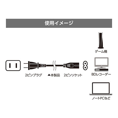ミヨシ 250V対応電源ケーブル 1.5m MBC-TA215