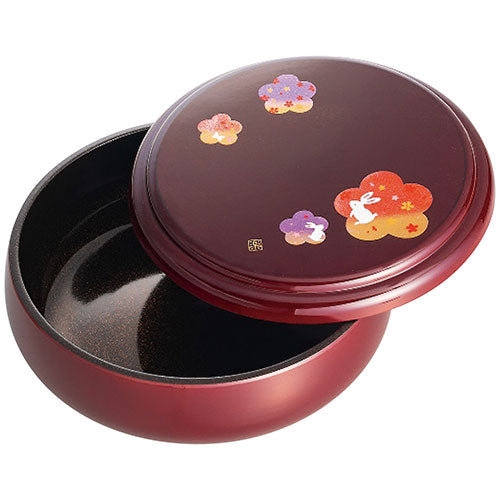 紀州塗 宴うさぎ 溜塗菓子器(七寸) 6144-057