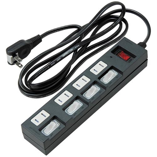 YAZAWA 個別集中スイッチ付節電タップ Y02BKS452BK