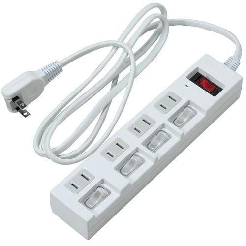YAZAWA 個別集中スイッチ付節電タップ Y02BKS452WH