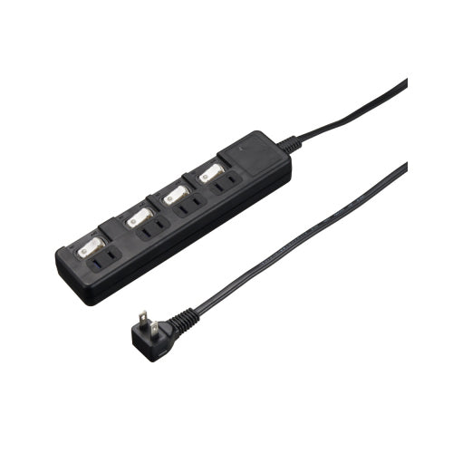 YAZAWA 雷ガード付4個口節電タップ2mブラックH8KS442BK