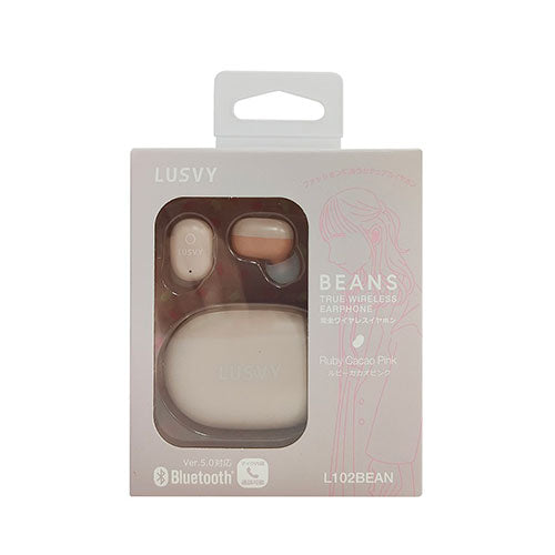 NAGAOKA BEANS(豆)のようにコロッとまるい完全ワイヤレスイヤホン ルビーカカオピンク L102BEANRCP