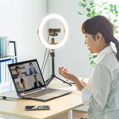 サンワサプライ WEBカメラ用LEDライト付きスタンド(テレワーク) CMS-STN2BK