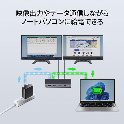 サンワサプライ USB Type-Cドッキングステーション HDMI×2画面出力対応 USB-CVDK15