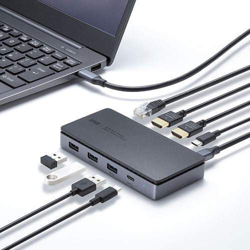 サンワサプライ USB Type-Cドッキングステーション HDMI×2画面出力対応 USB-CVDK15