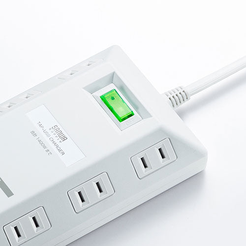 サンワサプライ USB充電ポート付きタップ 平型 TAP-B109U-3WN