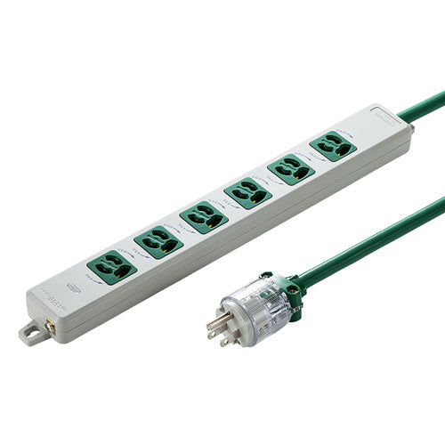 サンワサプライ 医用接地プラグ付き電源タップ TAP-HPM6-5G
