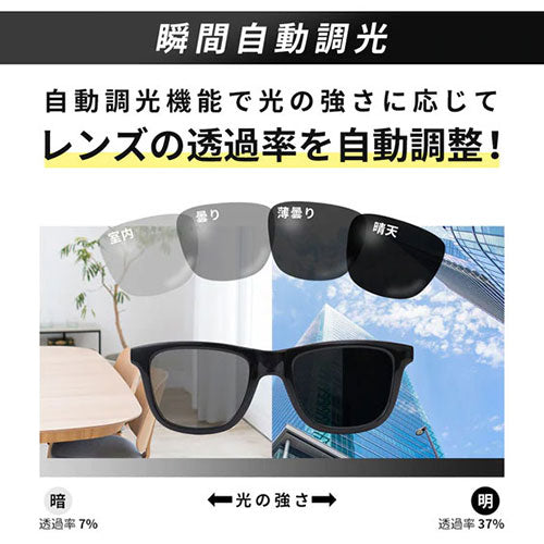 ウィキューダイレクト WICUE 0.1秒瞬間調光サングラス ウェリントンタイプ ブラック